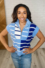 Load image into Gallery viewer, Lonely Traveler Striped Quarter Zip Vest in Blue
