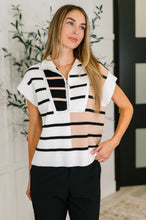 Load image into Gallery viewer, Lonely Traveler Striped Quarter Zip Vest in White
