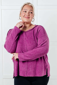 Simple Silhouette Brushed Hacci Sweater in Light Plum