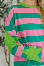 Load image into Gallery viewer, Stars On Stripes Patchwork Striped Sweatshirt
