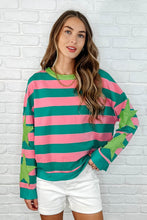 Load image into Gallery viewer, Stars On Stripes Patchwork Striped Sweatshirt

