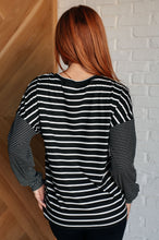 Load image into Gallery viewer, Super Clever Patchwork Striped Top in Black
