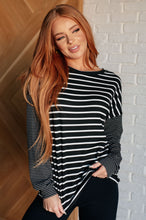 Load image into Gallery viewer, Super Clever Patchwork Striped Top in Black
