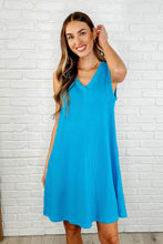 Load image into Gallery viewer, The Power I Hold V-Neck Ribbed Knit Dress in Aqua Glow
