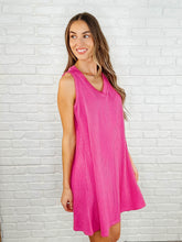 Load image into Gallery viewer, The Power I Hold V-Neck Ribbed Knit Dress in Fuchsia
