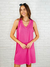 Load image into Gallery viewer, The Power I Hold V-Neck Ribbed Knit Dress in Fuchsia
