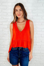 Load image into Gallery viewer, V-Neck Ruffled Peplum in Spicy Orange
