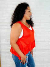 Load image into Gallery viewer, V-Neck Ruffled Peplum in Spicy Orange
