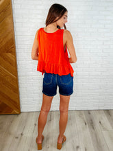 Load image into Gallery viewer, V-Neck Ruffled Peplum in Spicy Orange
