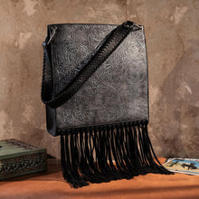 Load image into Gallery viewer, Wrangler Floral Embossed Fringe Concealed Carry Hobo/Crossbody
