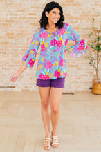 Load image into Gallery viewer, Willow Bell Sleeve Top in Bright Blue Floral
