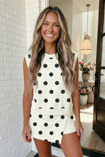 Load image into Gallery viewer, Ribbed Trim Polka Dot Tank Split Mini Skort Set
