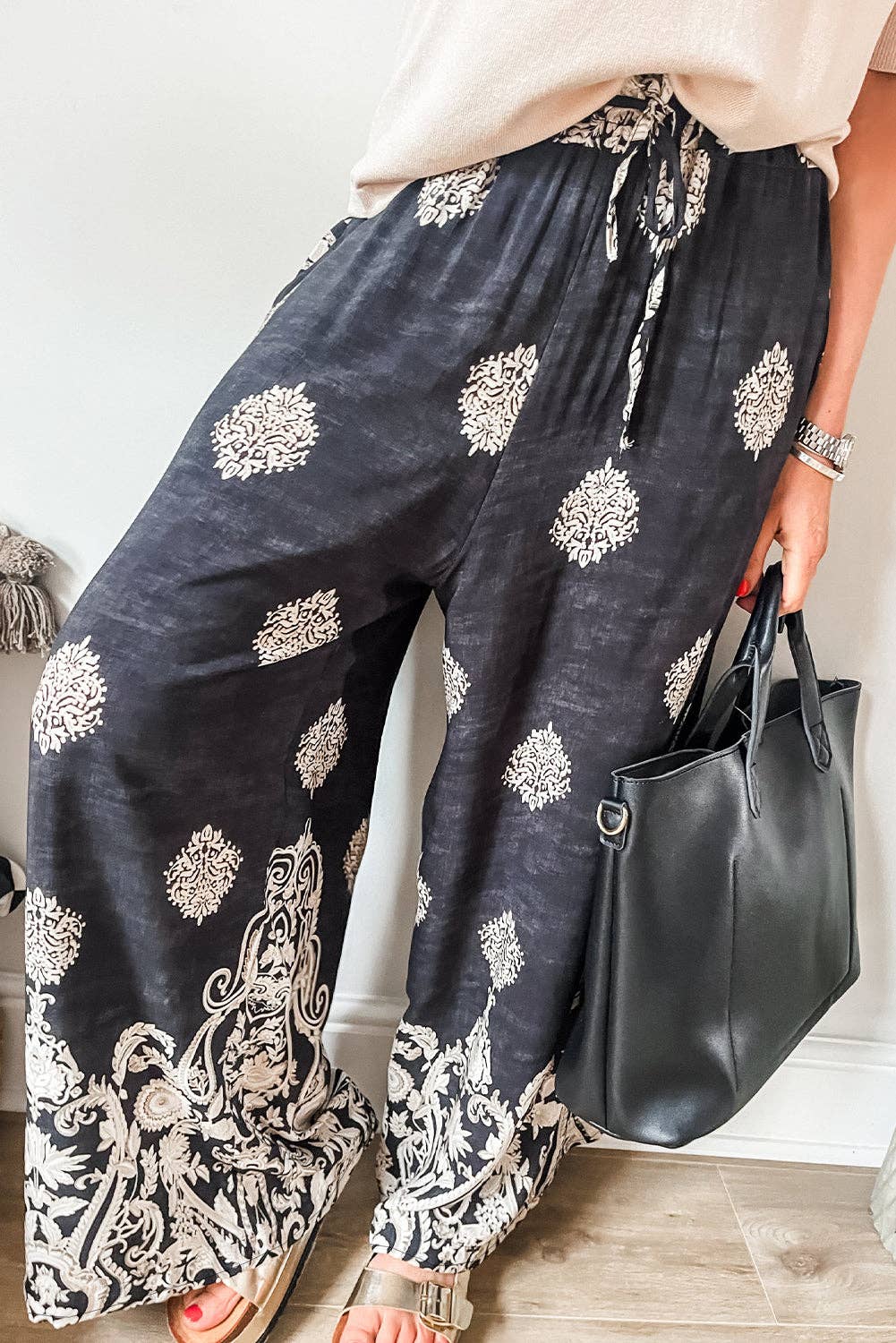 Boho Drawstring Wide Leg Pants