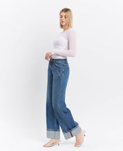 Load image into Gallery viewer, HIGH RISE CUFFED PANEL BAGGY WIDE JEANS
