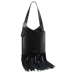 Wrangler Ladies Black Concealed Carry Fringe Hobo Bag