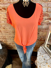 Load image into Gallery viewer, Sunset Glow Lace Sleeve Blouse
