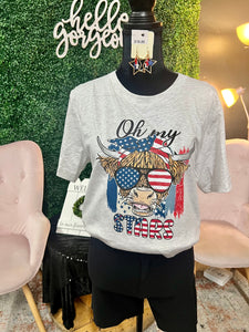 Oh My Stars Highland Cow Graphic Tee