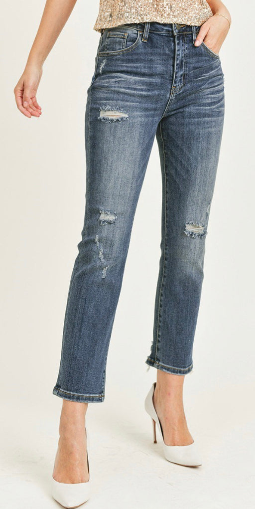 Brielle Vintage Wash Straight Leg Jeans by Risen
