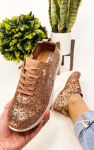 Load image into Gallery viewer, Mayo Glitter Sneaker in Rose Gold
