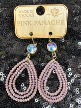 Load image into Gallery viewer, Lilac Triple Beaded Teardrop Pink Panache Earrings
