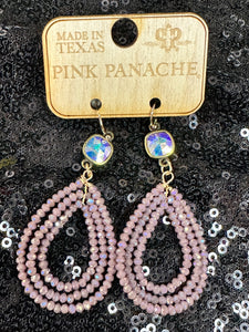 Lilac Triple Beaded Teardrop Pink Panache Earrings