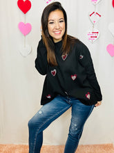 Load image into Gallery viewer, Black Heart Sequin Long Sleeve
