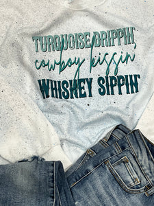 Turquoise Drippin Graphic Sweatshirt