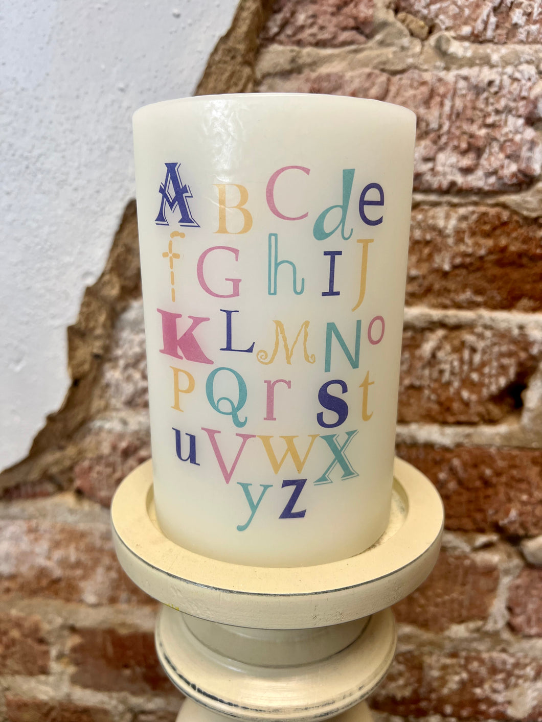 Alphabet Pastel Candle Sleeve