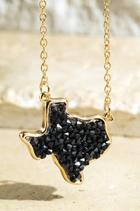 Texas State Pave Glass Crystal Pendant Necklace