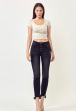 Load image into Gallery viewer, Jordan Mid Rise Button Fly Raw Hem  Jeans by Risen
