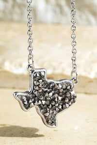 Texas State Pave Glass Crystal Pendant Necklace