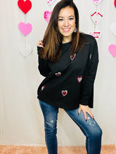 Load image into Gallery viewer, Black Heart Sequin Long Sleeve
