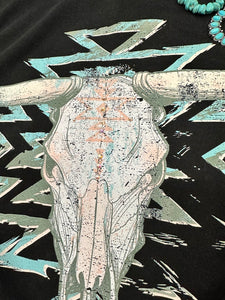 Rhinestone Cow Skull Graphic Teeshirt